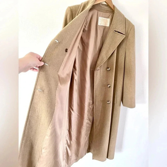 Pendleton Vintage Camel Brown Virgin Wool Double Breasted Coat Size 10 - Picture 5 of 12